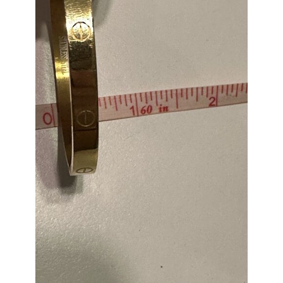 Gold Tone Stainless Steel Love Cross Hinge Bracelet Circle Bangle Metal - Picture 8 of 8